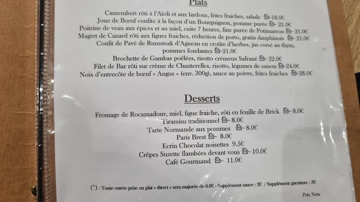 Le Bistrot de Beaumont меню