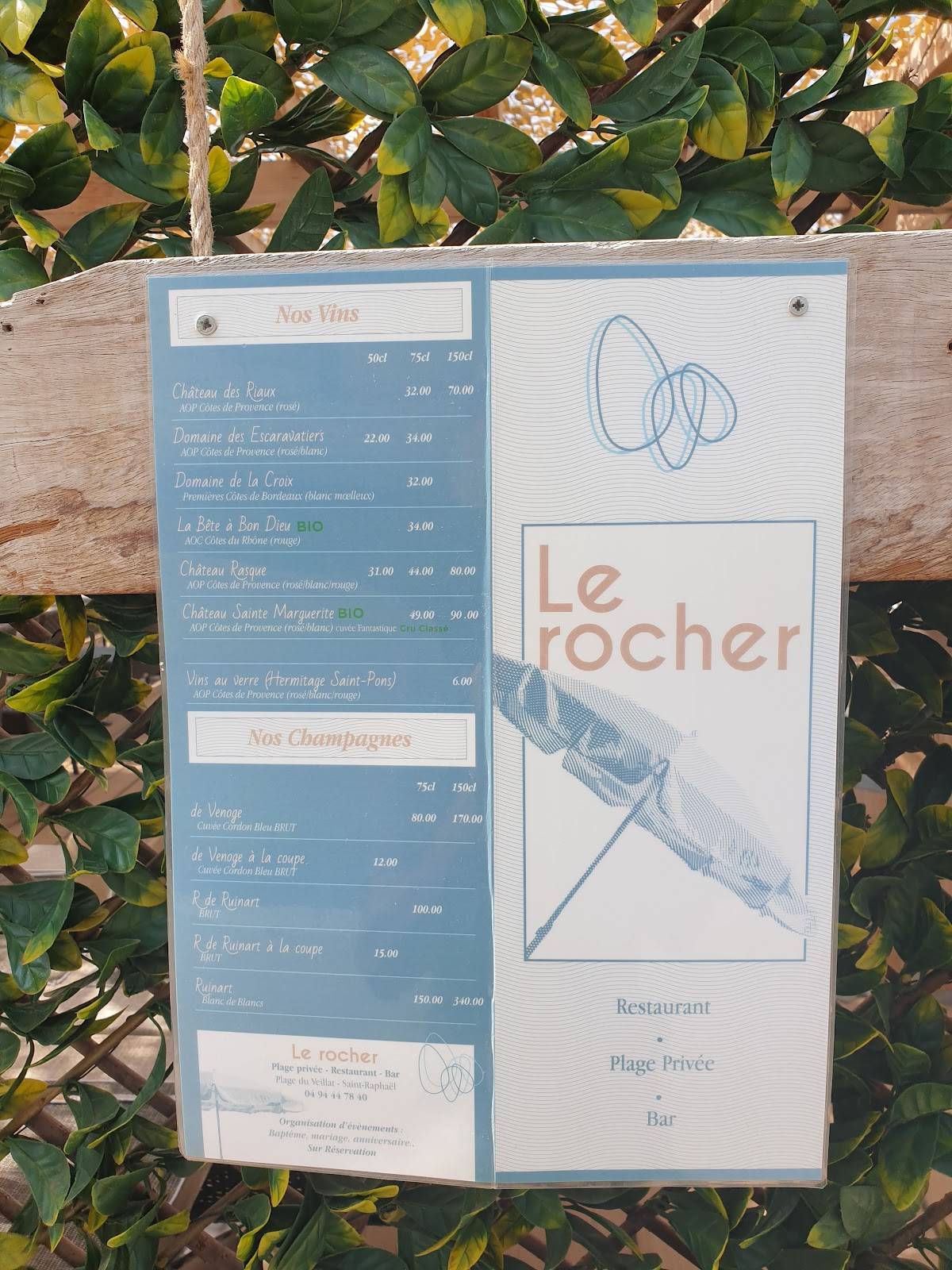 Le rocher меню