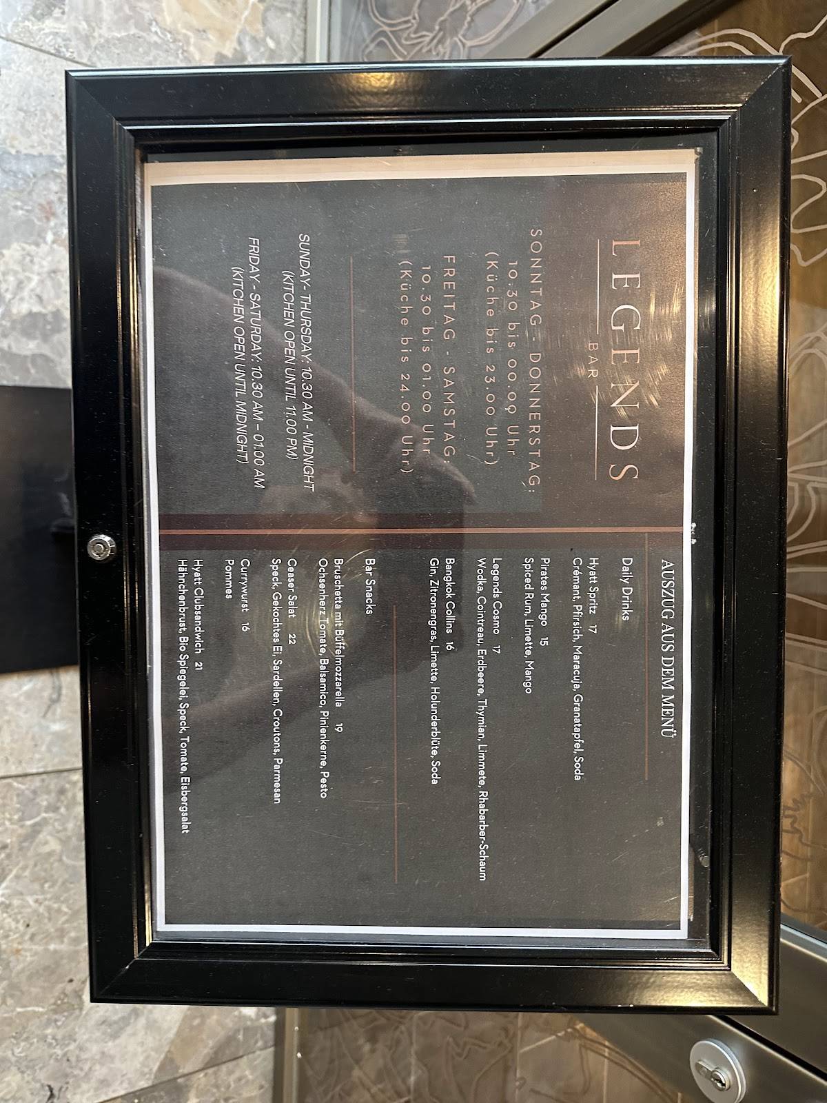 Legends Bar & Terrasse меню