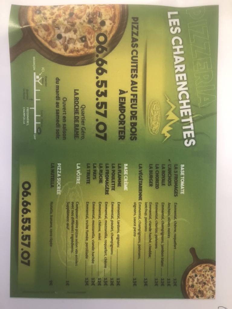 Les Charenchettes меню