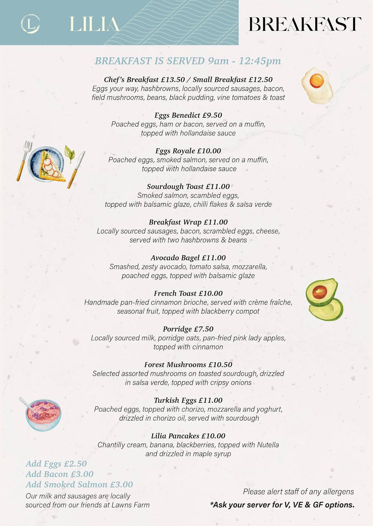 Lilia Cafe Bistro меню