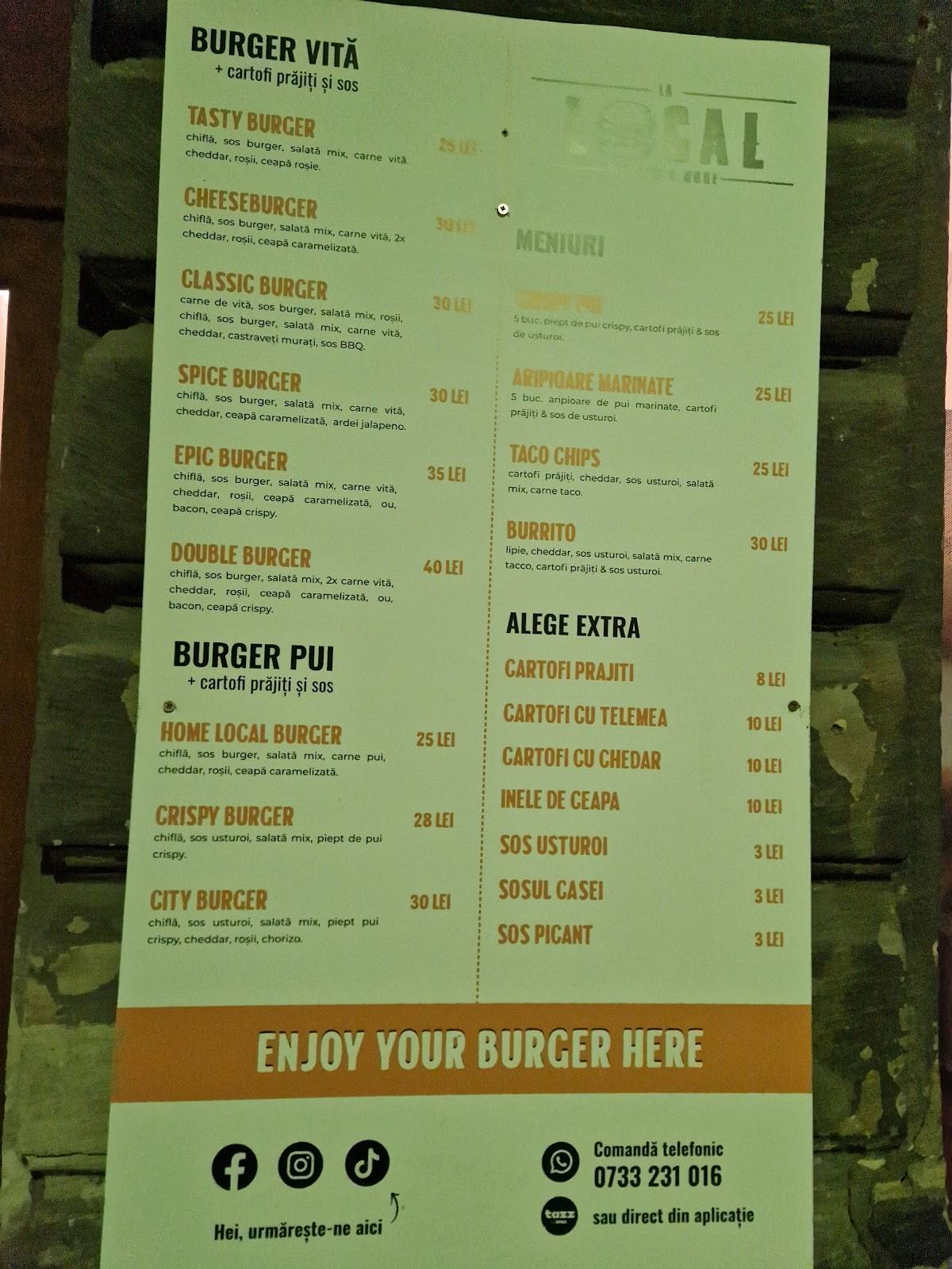 Local Burger меню