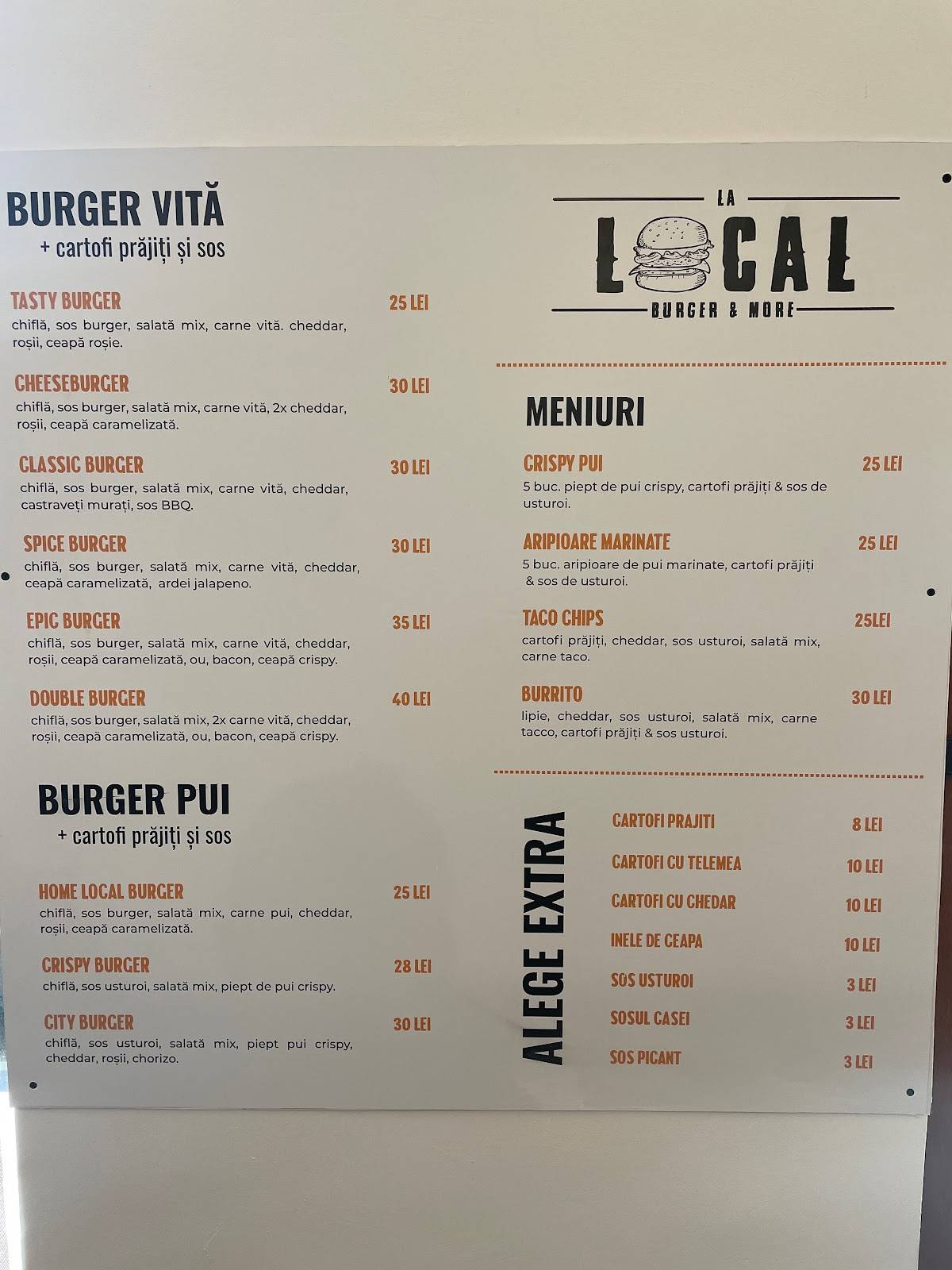 Local Burger меню