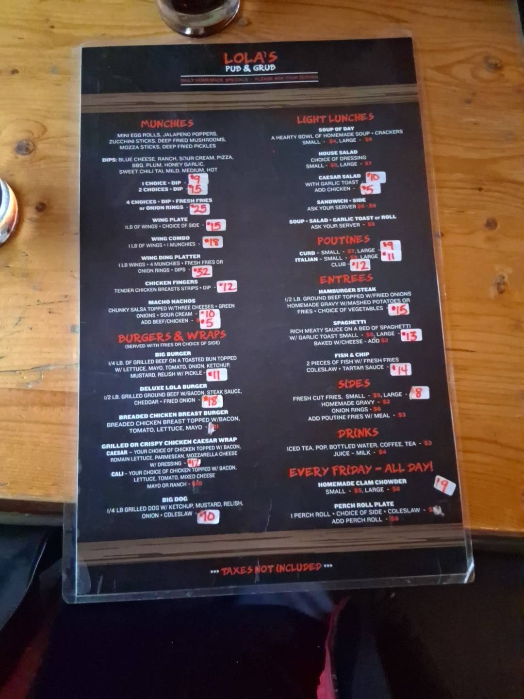 Lola's Pub & Grub меню