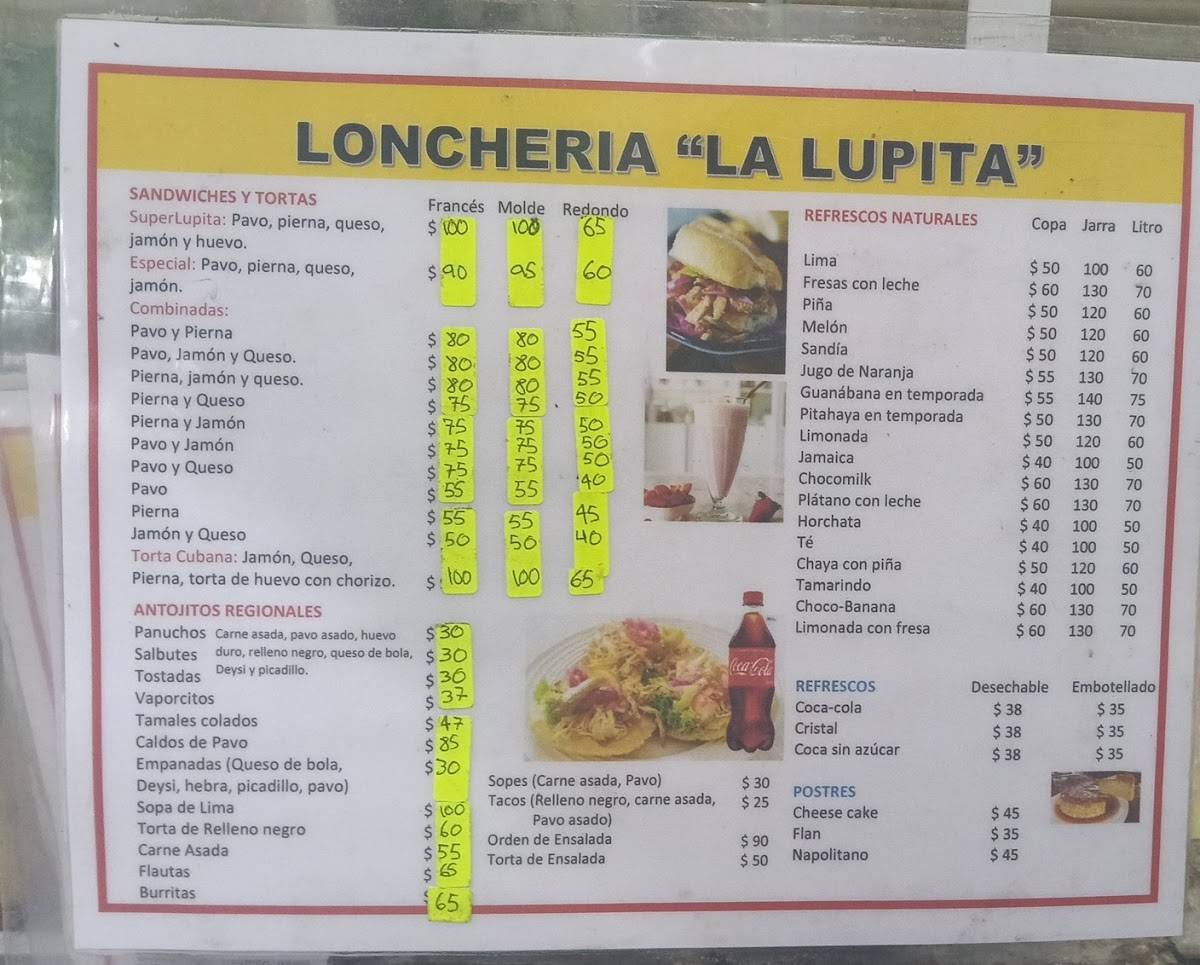 Lonchería La LUPITA меню