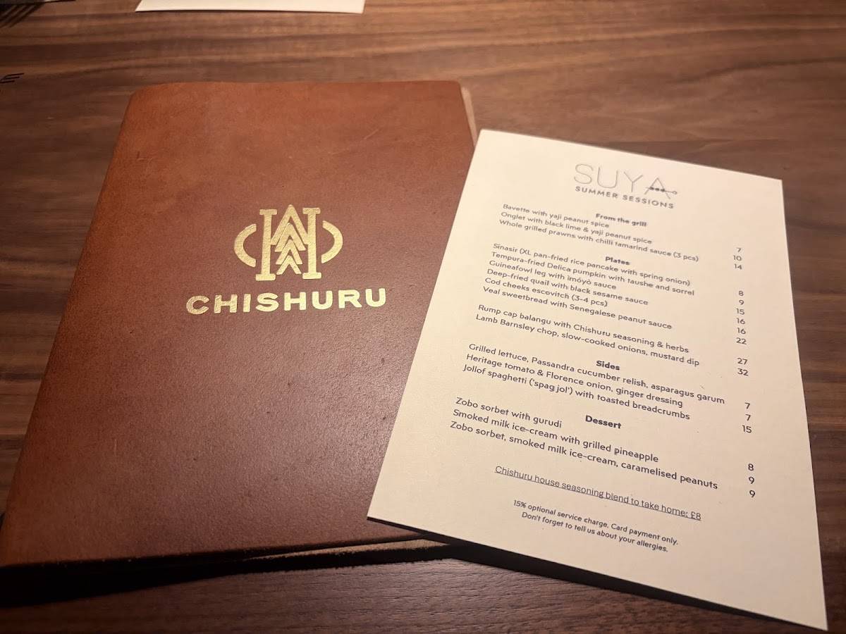 Chishuru меню