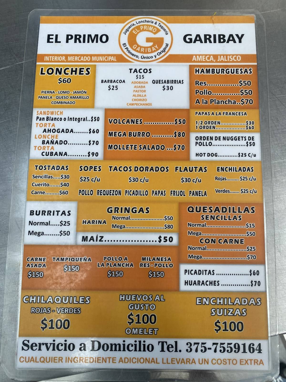 Lunchería Garibay меню