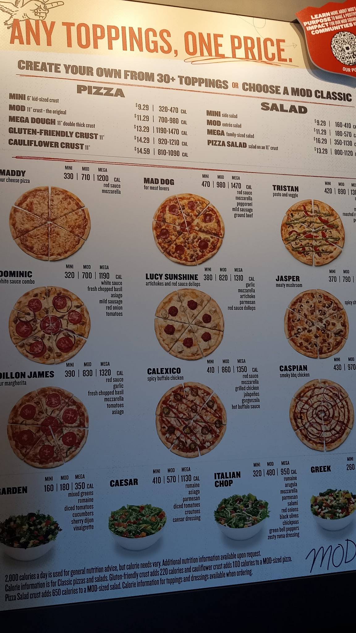 MOD Pizza меню