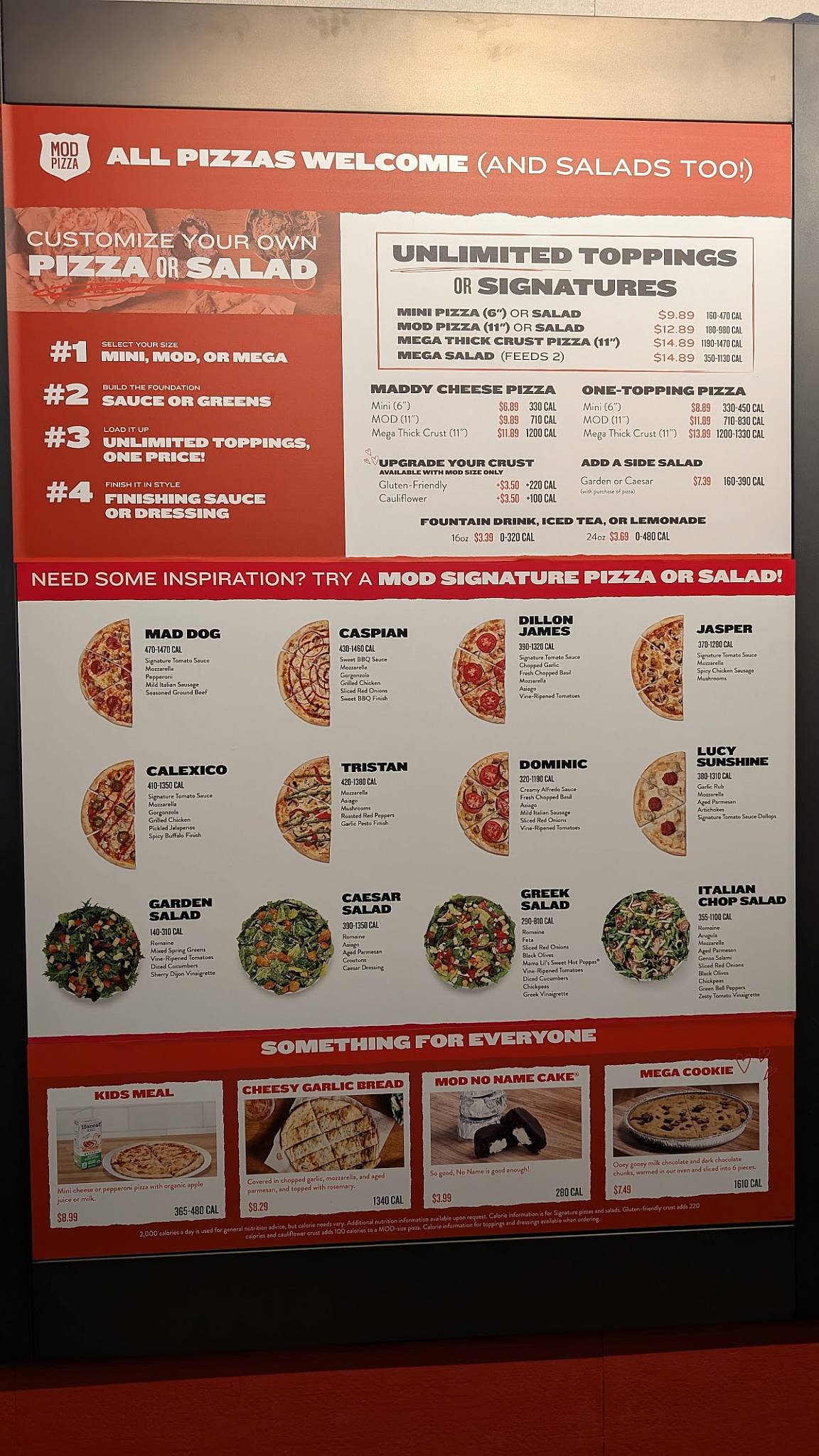 MOD Pizza меню