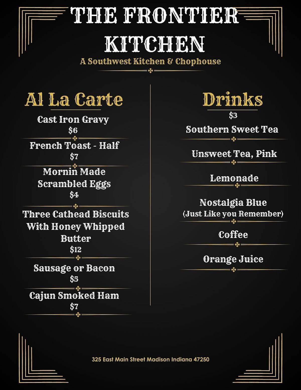 The Frontier Kitchen меню