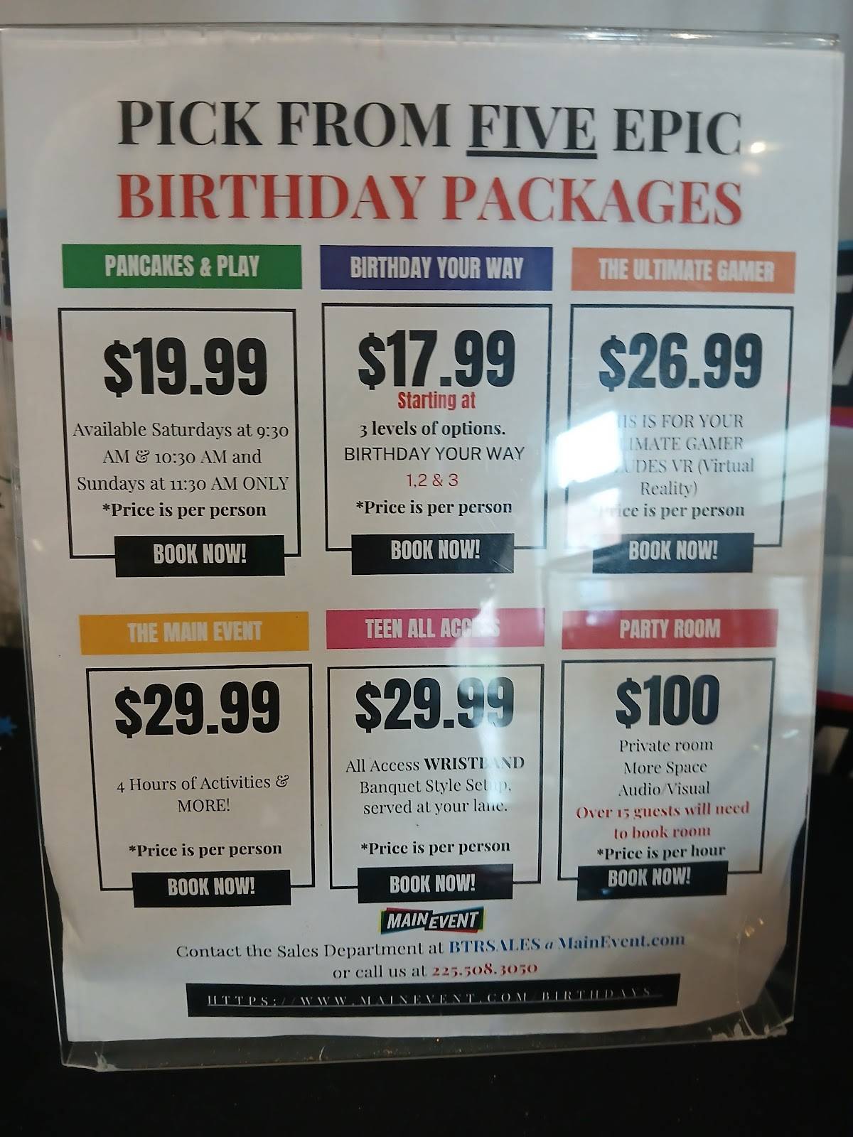 Main Event Baton Rouge меню