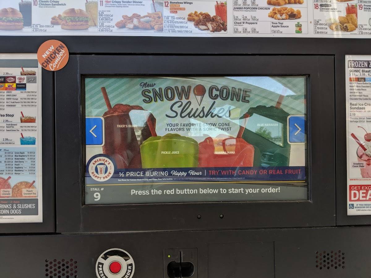 Sonic Drive-In меню