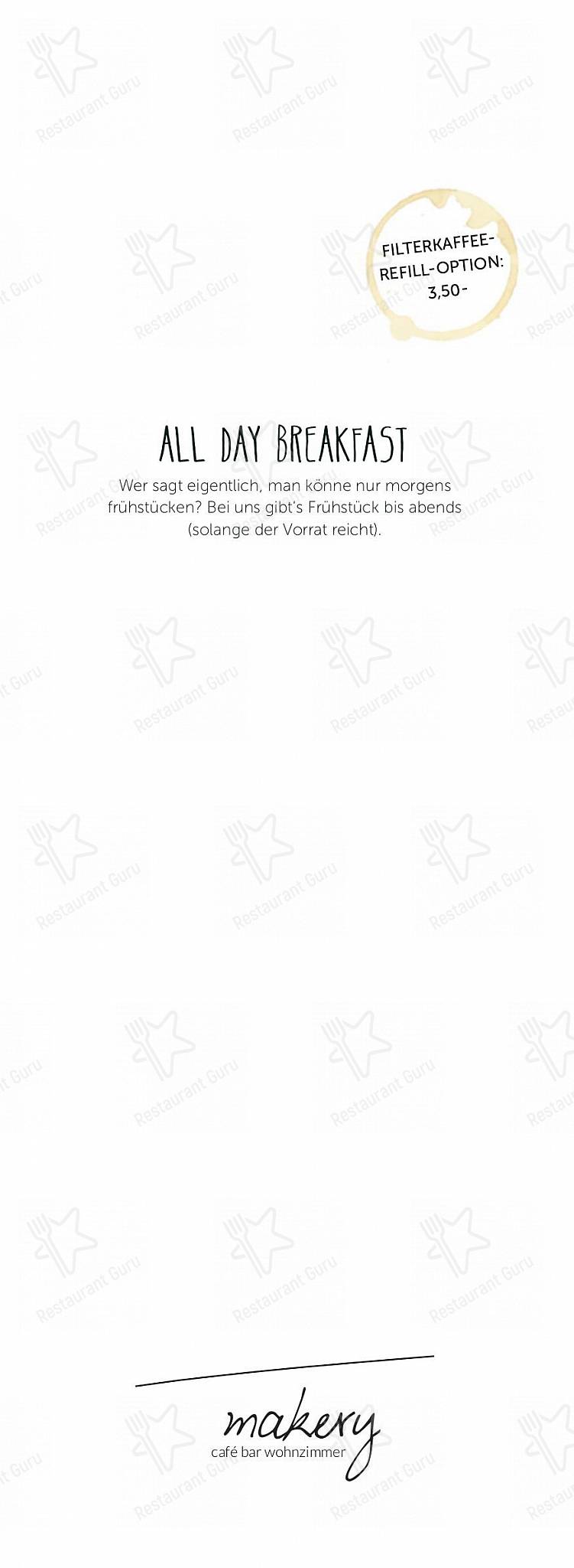 Menu bistro паба и бара Makery - cafe, bar, lounge. - Braunschweig в Брауншвейге