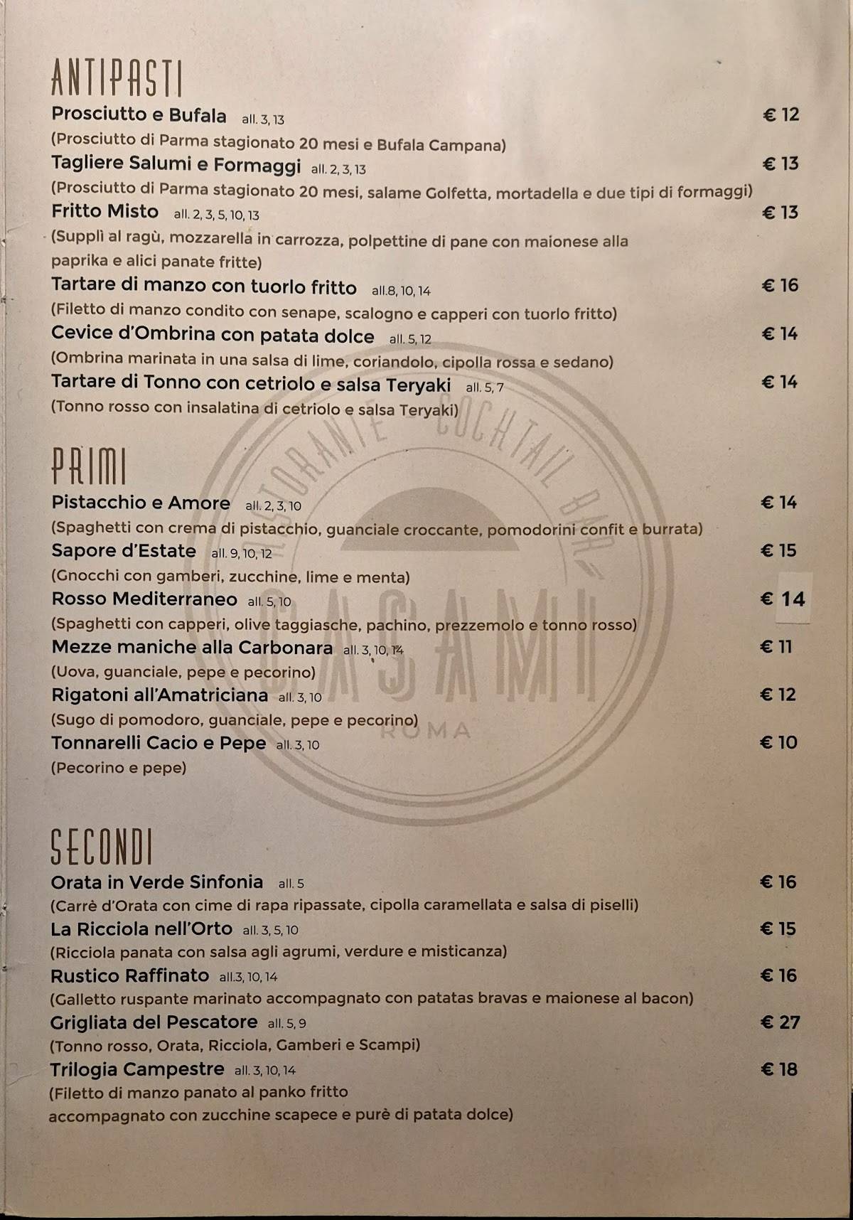 Mamamì Portuense меню