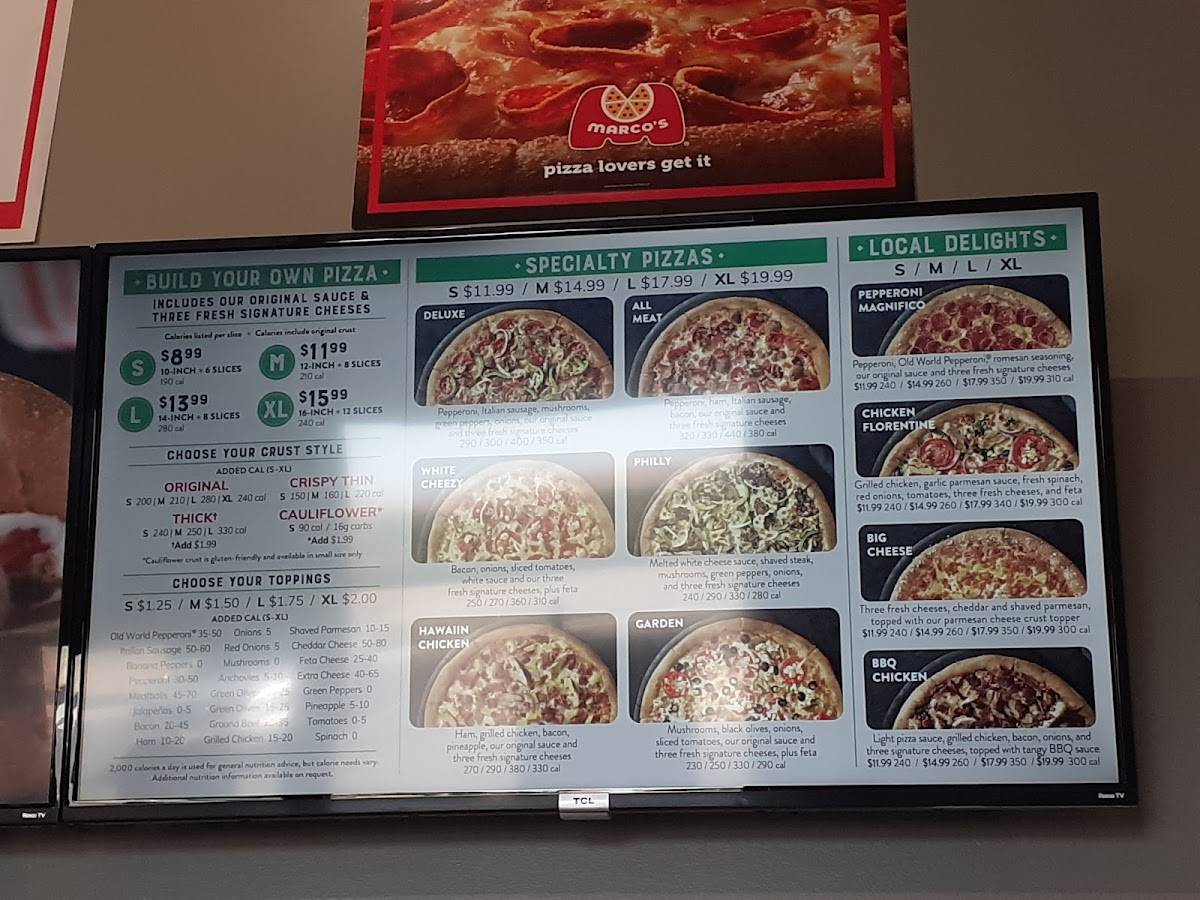 Marco's pizza меню