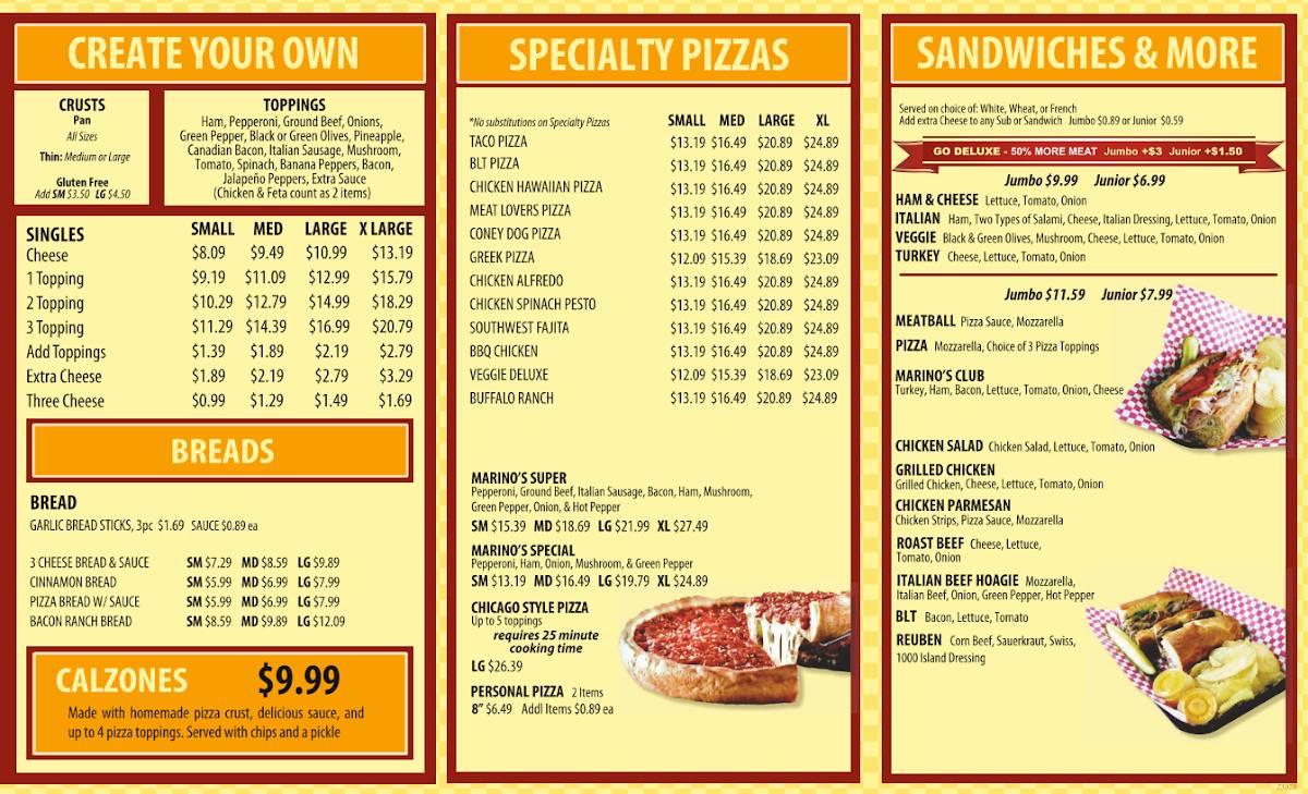 Marino's меню