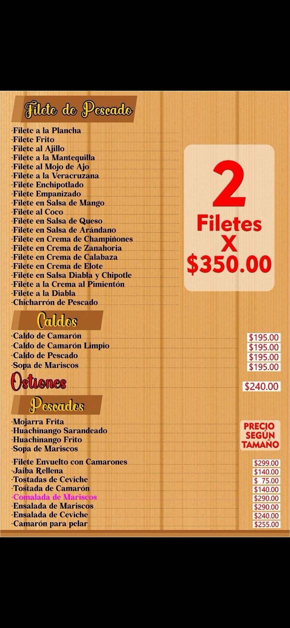 Mariscos 7 Mares de Rioverde меню