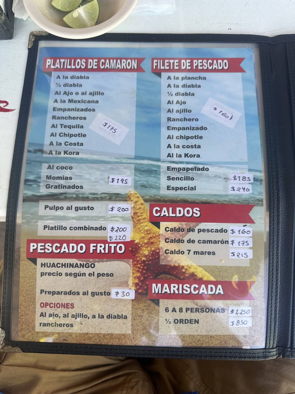 Mariscos Galvan меню