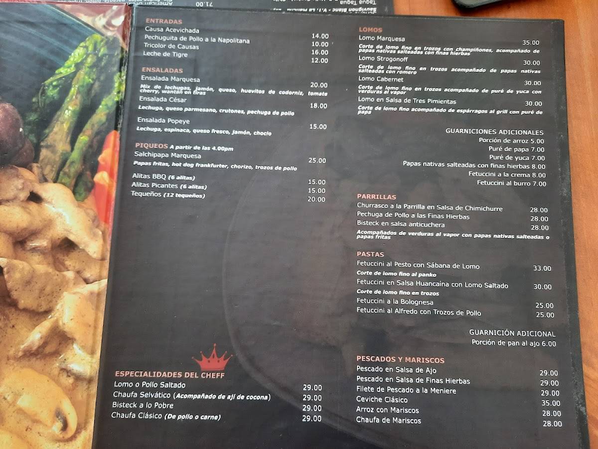 Marquesa Restobar меню