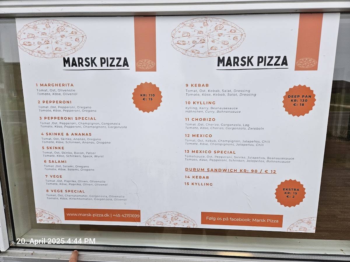 Marsk Pizza Rømø меню