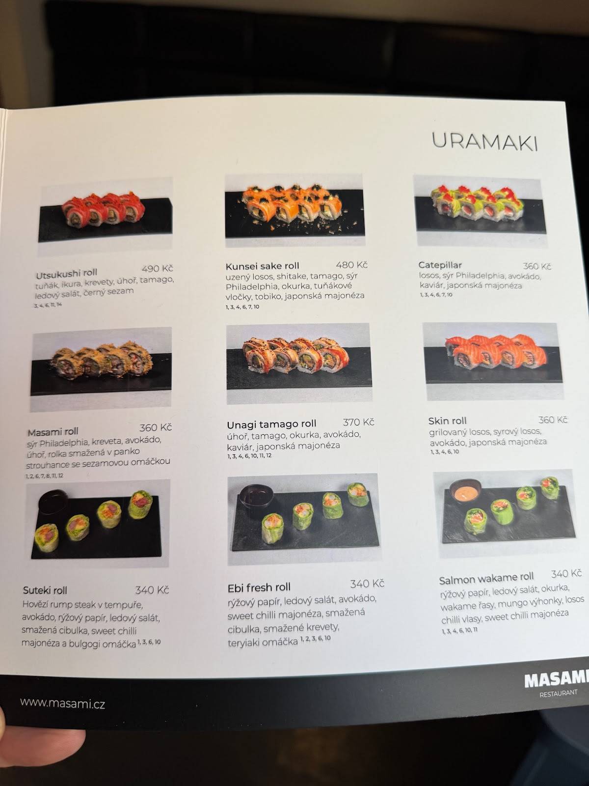 Masami restaurant меню