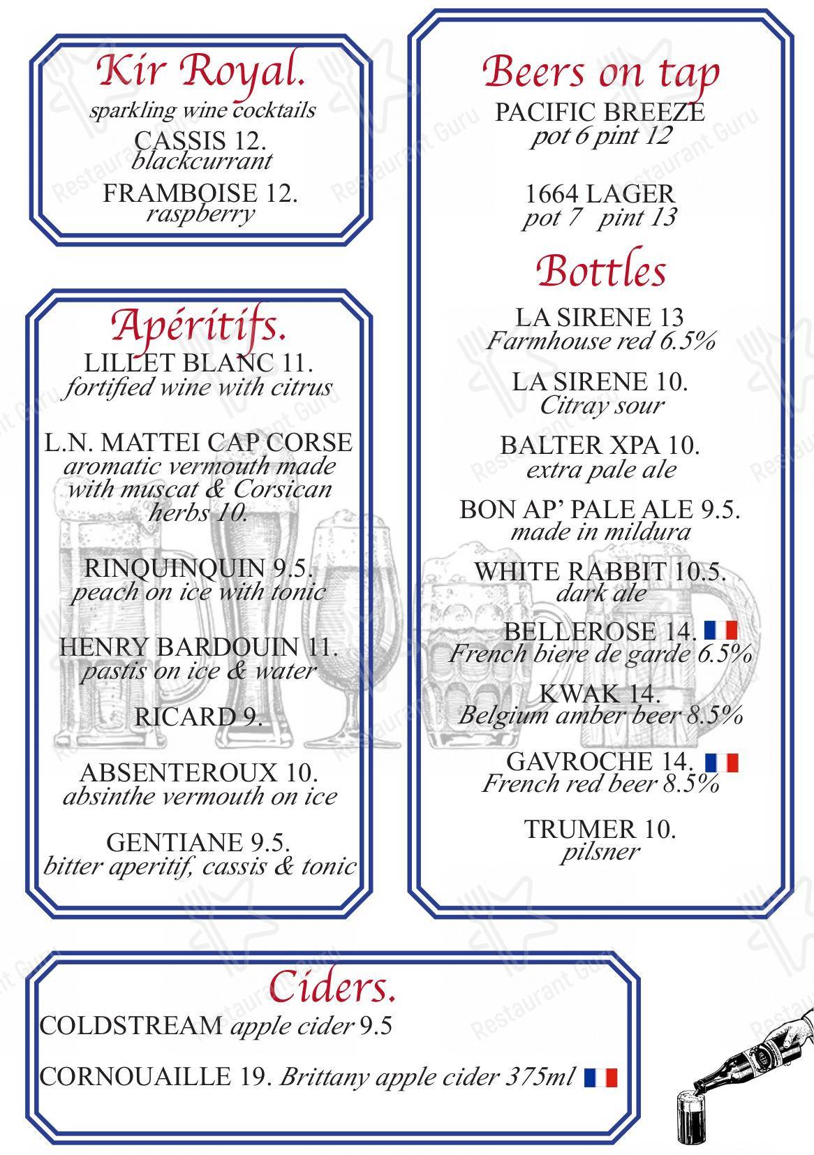 Wedding Menu паба и бара Bon Ap' Petit Bistro