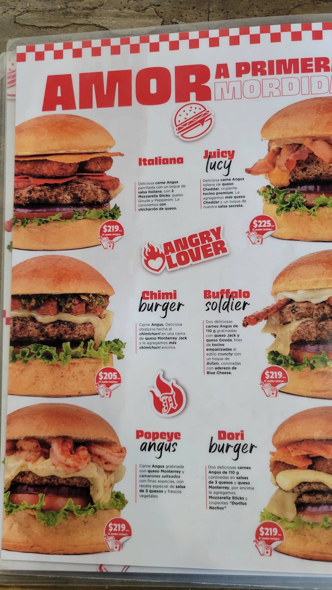 Angry Angus меню