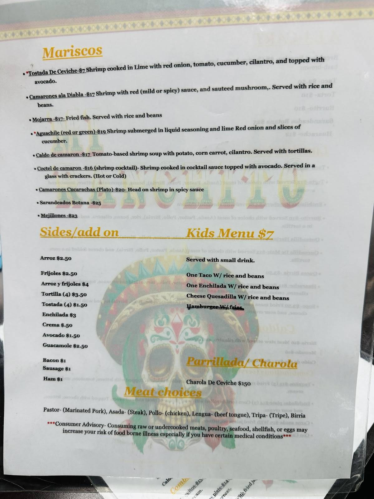 Mi Ranchito меню