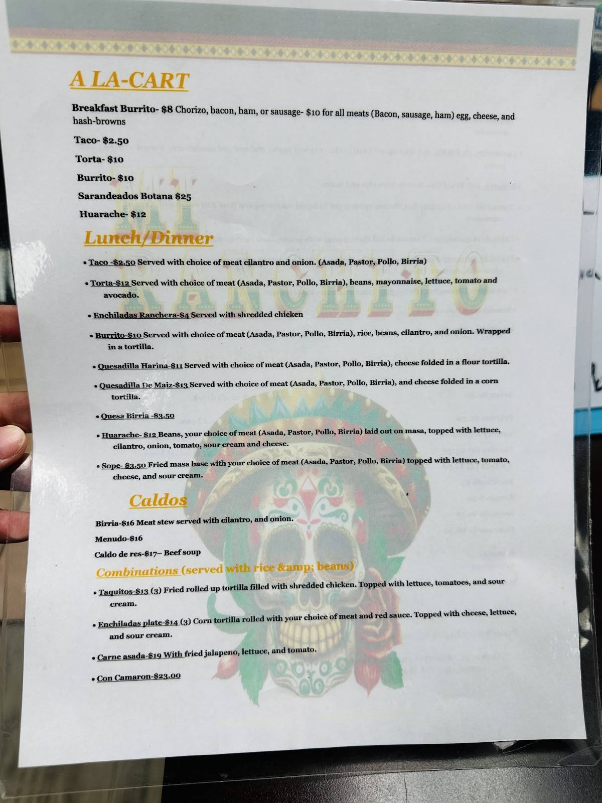 Mi Ranchito меню