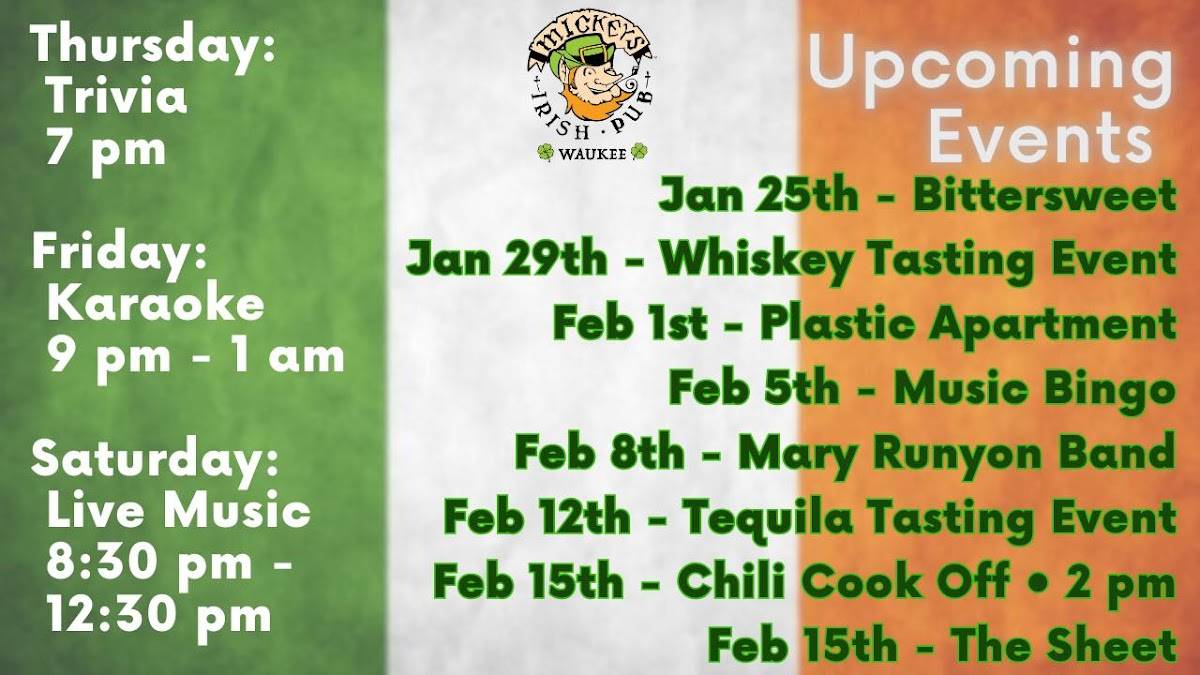 Mickey's Irish Pub Waukee меню