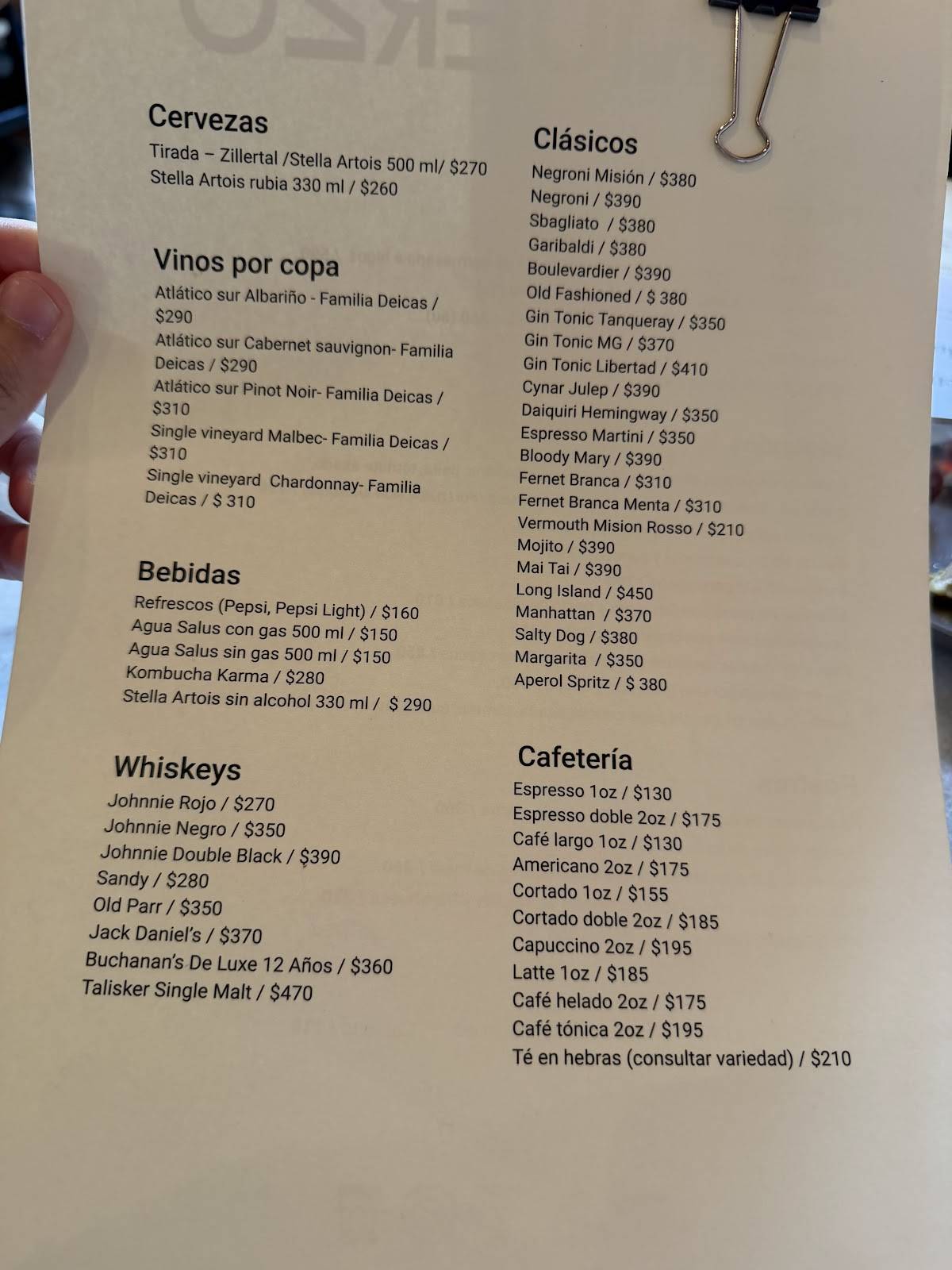 Misión Comedor меню