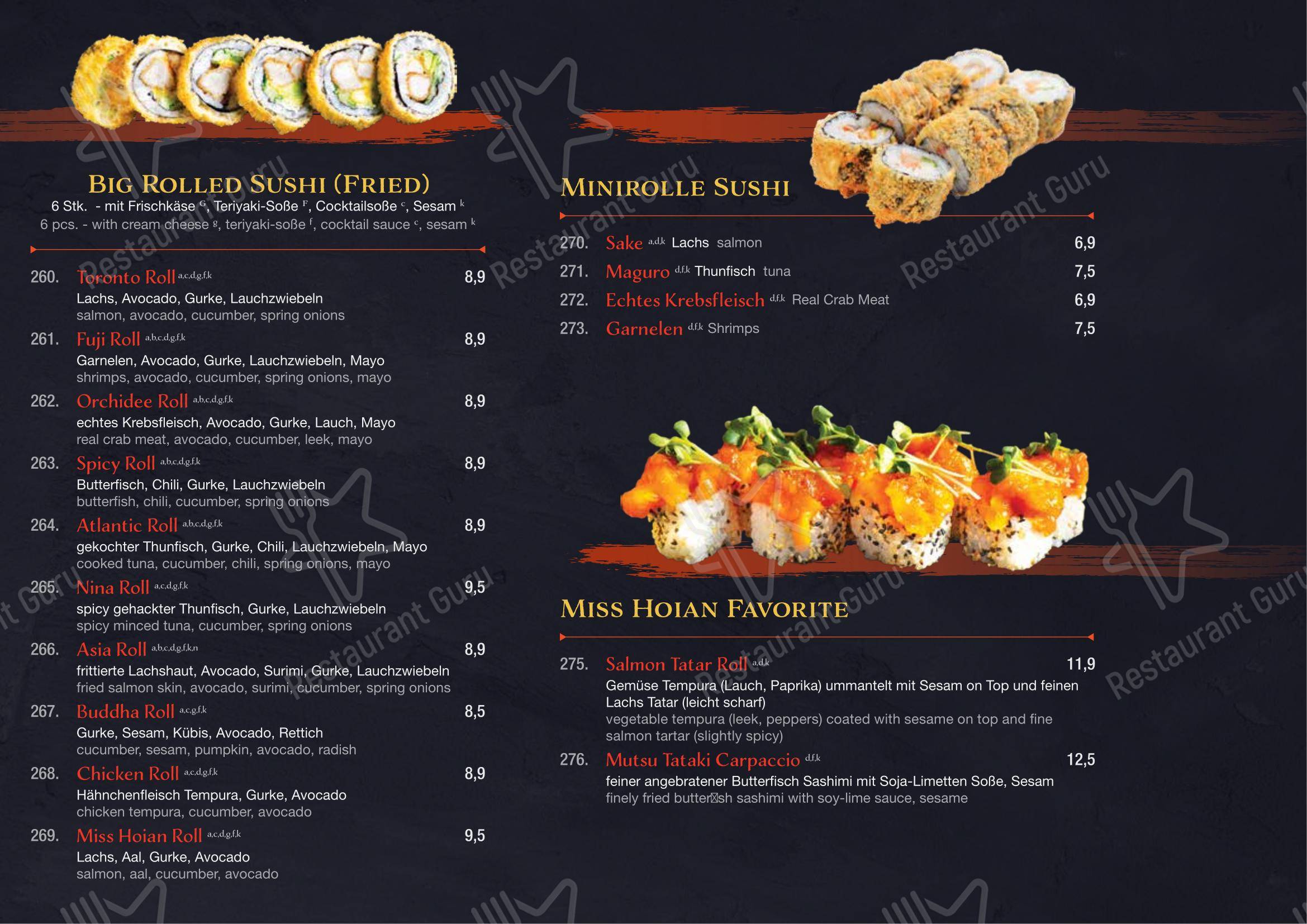 Miss Hoian Restaurant в Родинге - Основное меню
