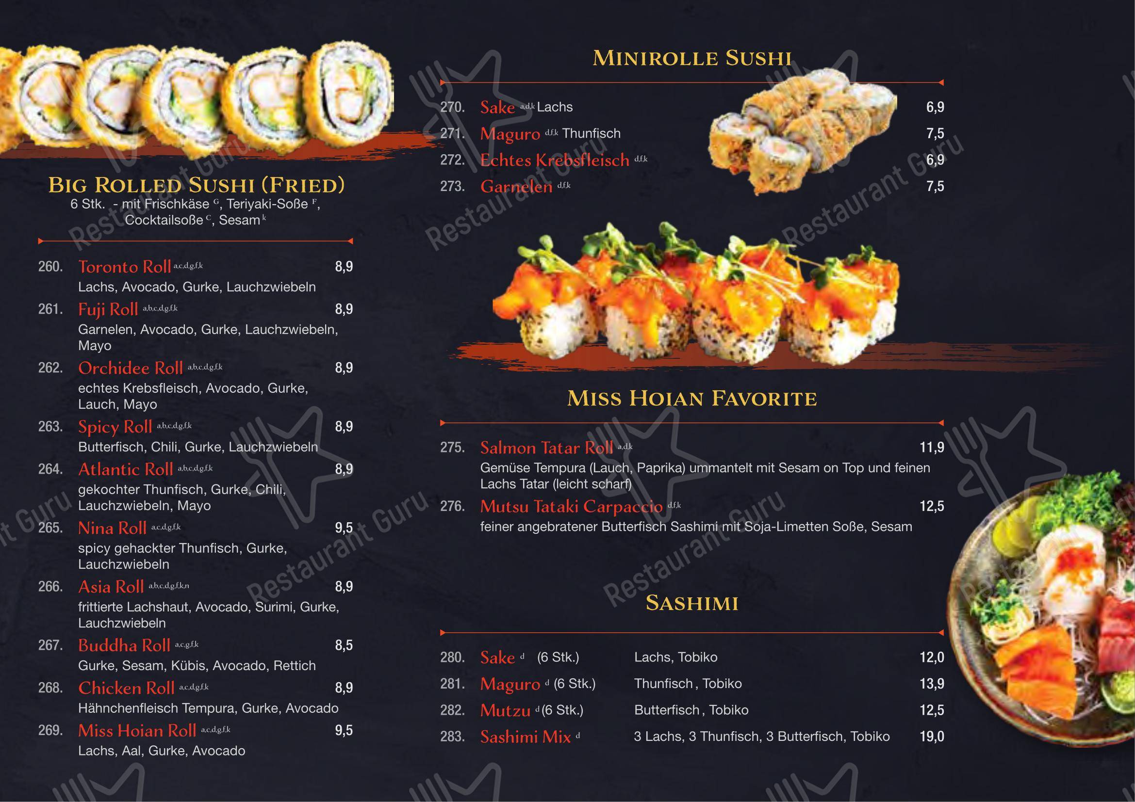 Меню ресторана Miss Hoian Restaurant в Родинге