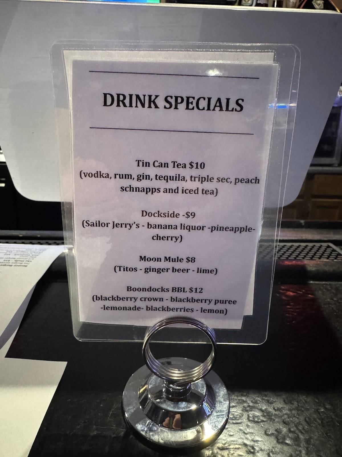 Boondocks Bar & Grill меню