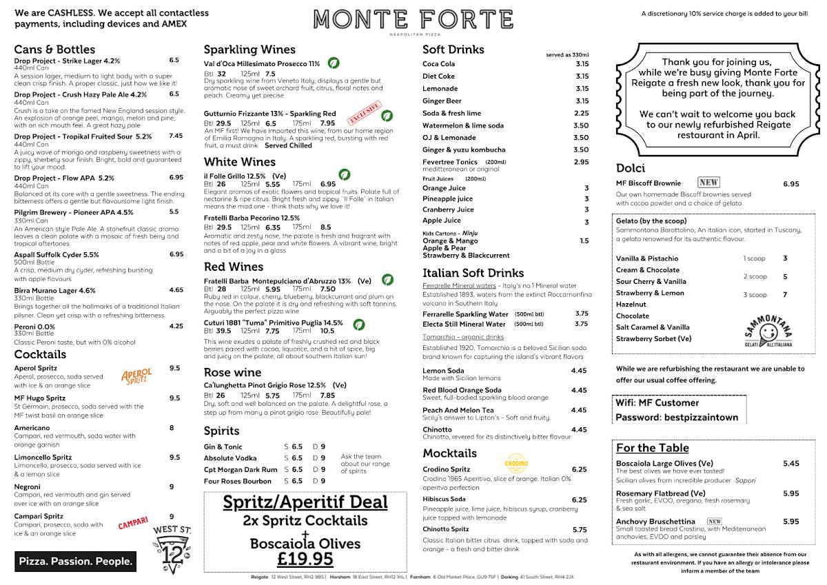 Monte Forte - Neapolitan Pizza меню