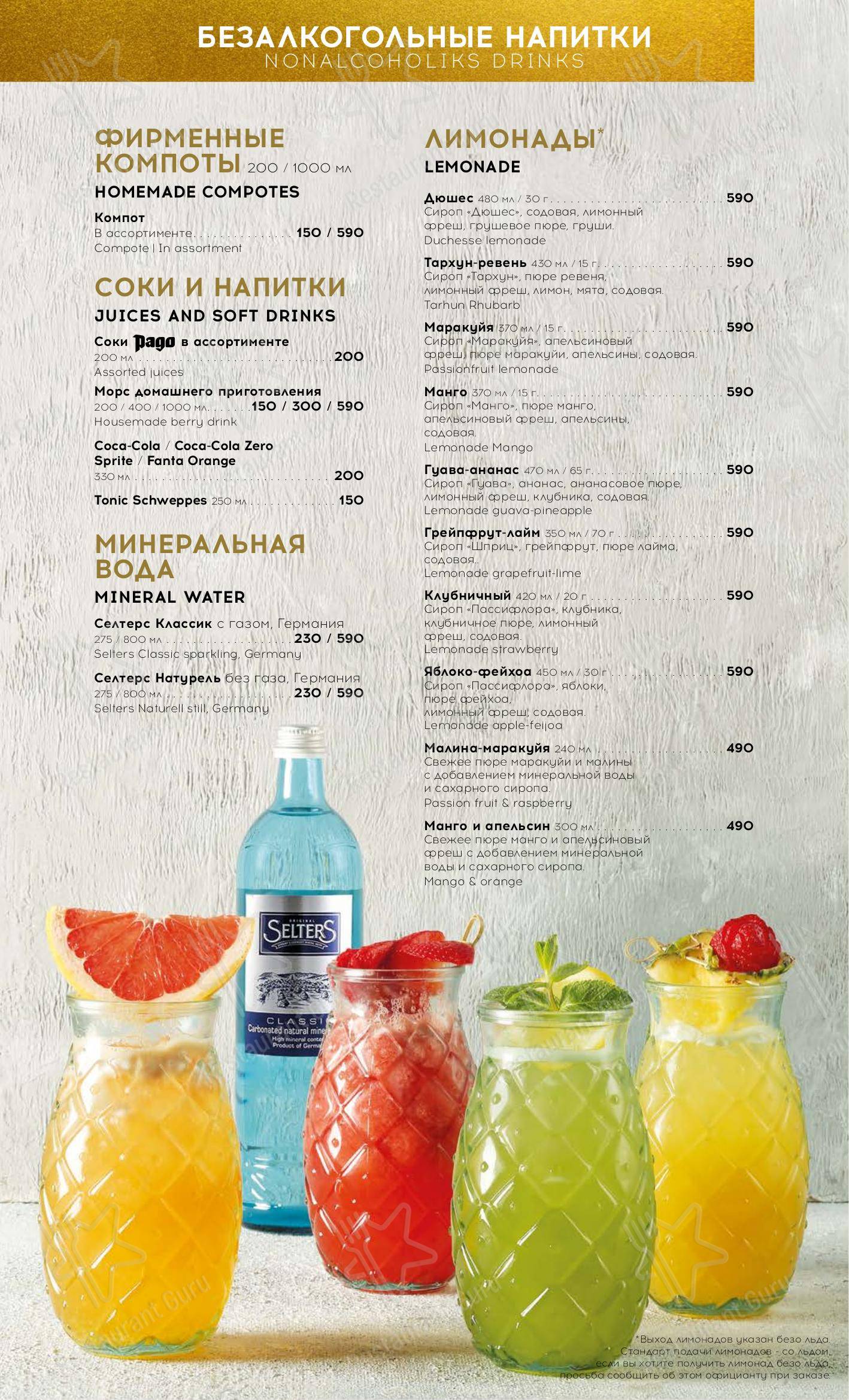 Меню Гудман - еда и напитки