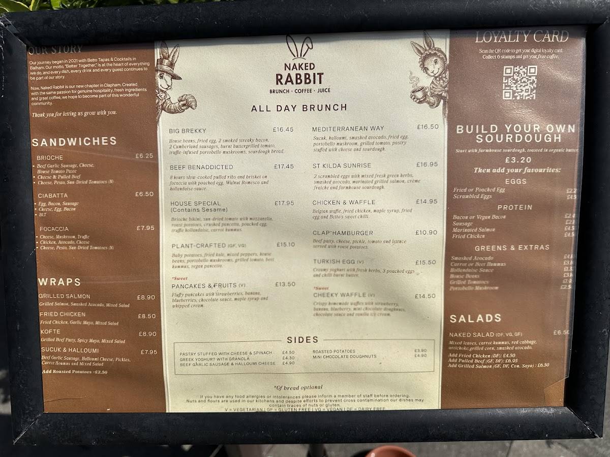 Naked Rabbit меню