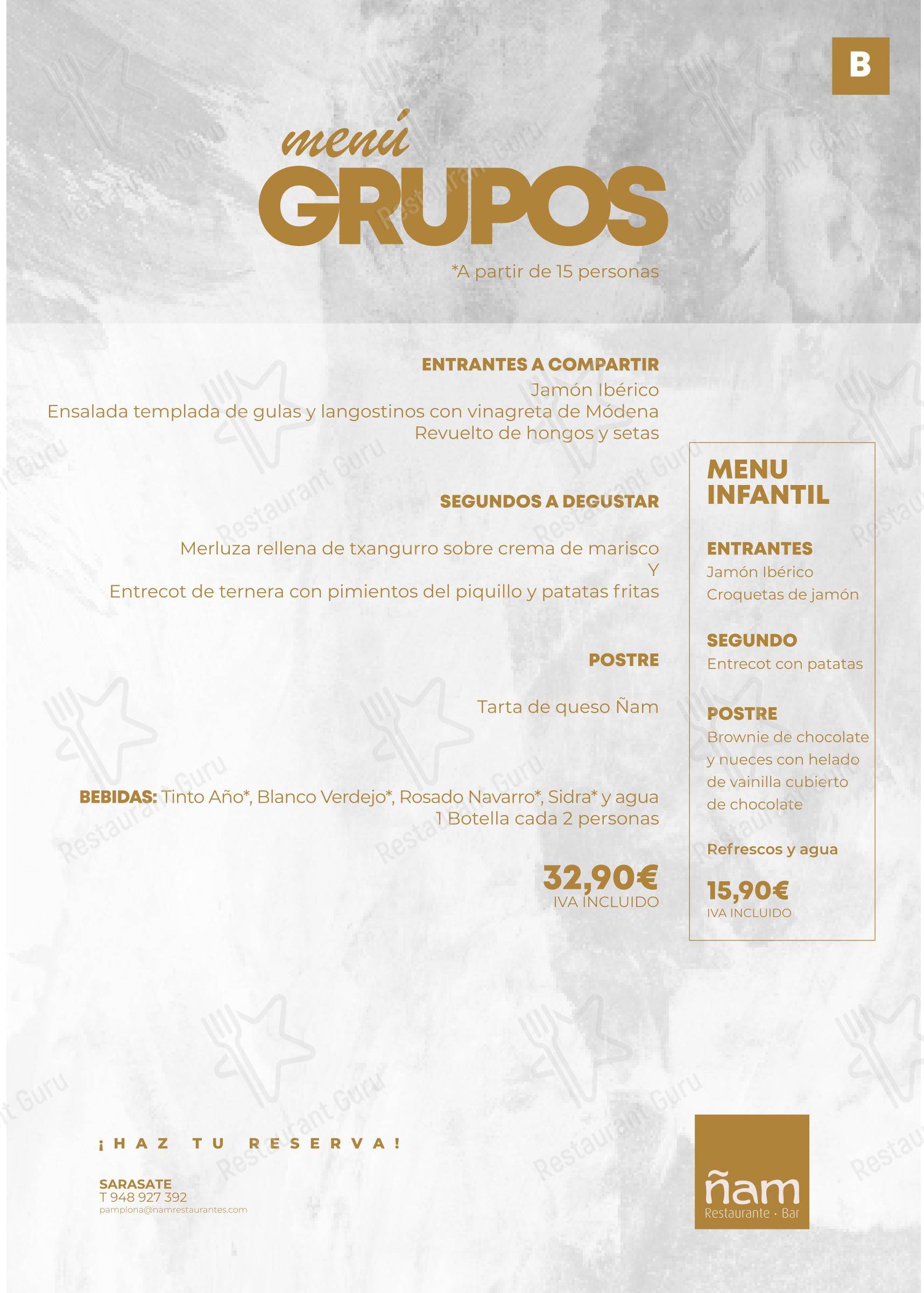 Ñam Restaurantes - Bilbondo в Басаури - Carte menu