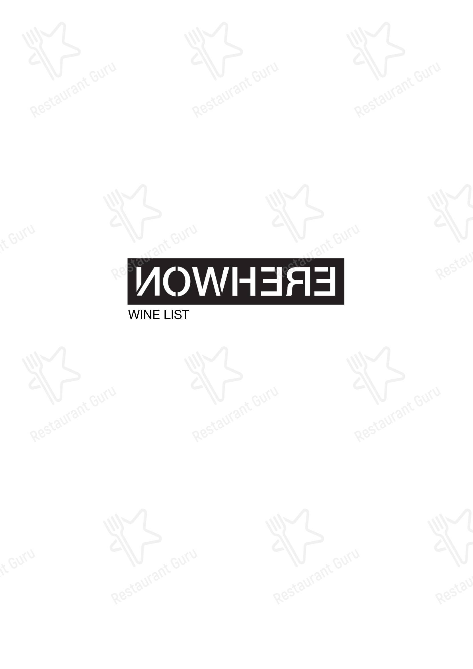 Меню ресторана Nowhere Kitchen and Brewery - Ночное меню