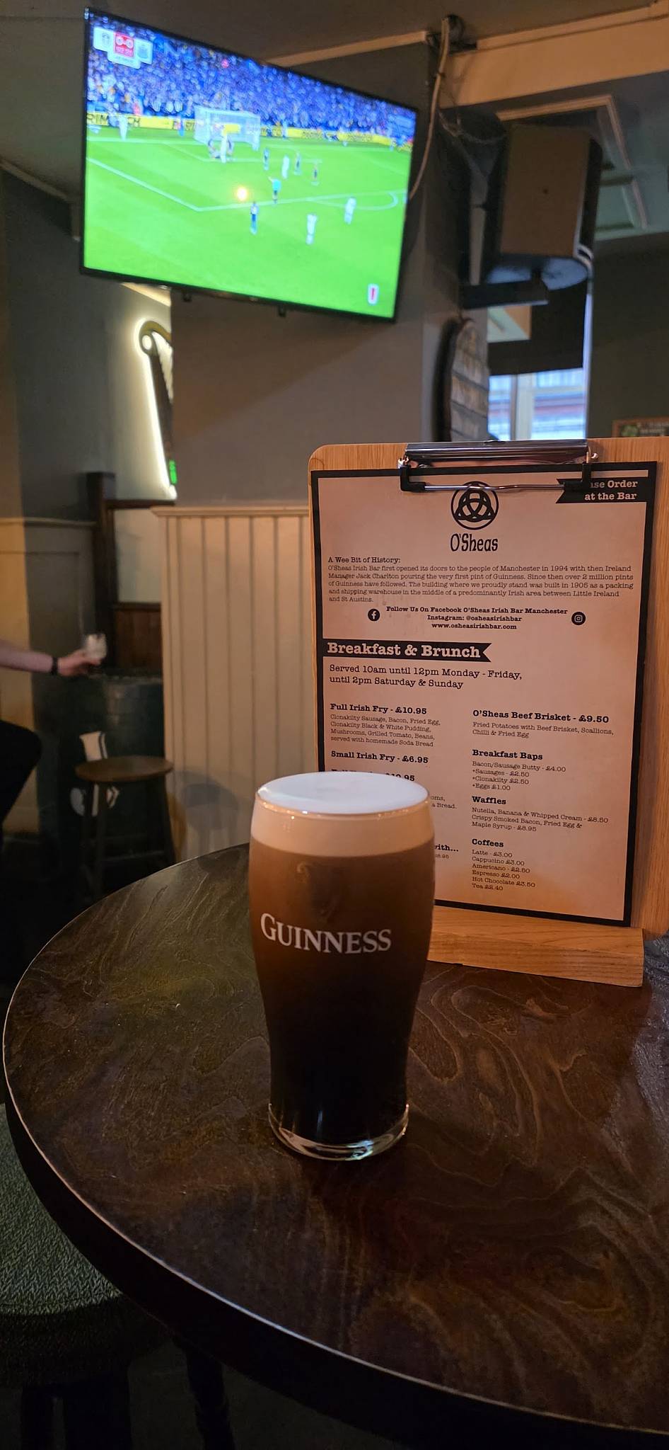 O'Sheas Irish Bar меню