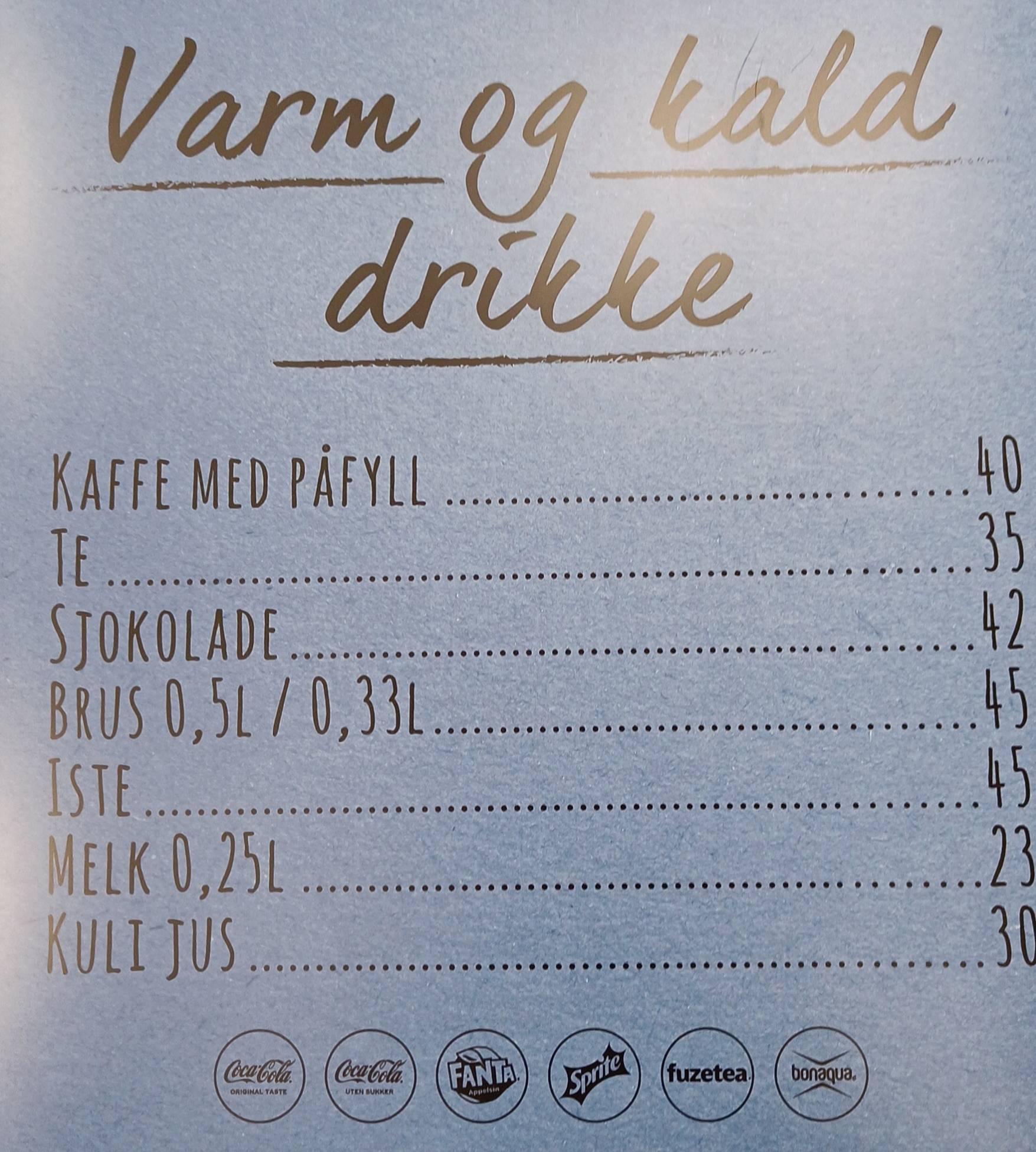 Obs Kafé, Tromsø меню