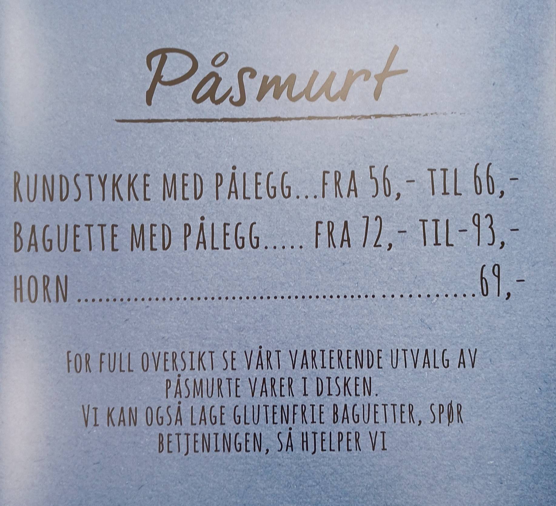 Obs Kafé, Tromsø меню