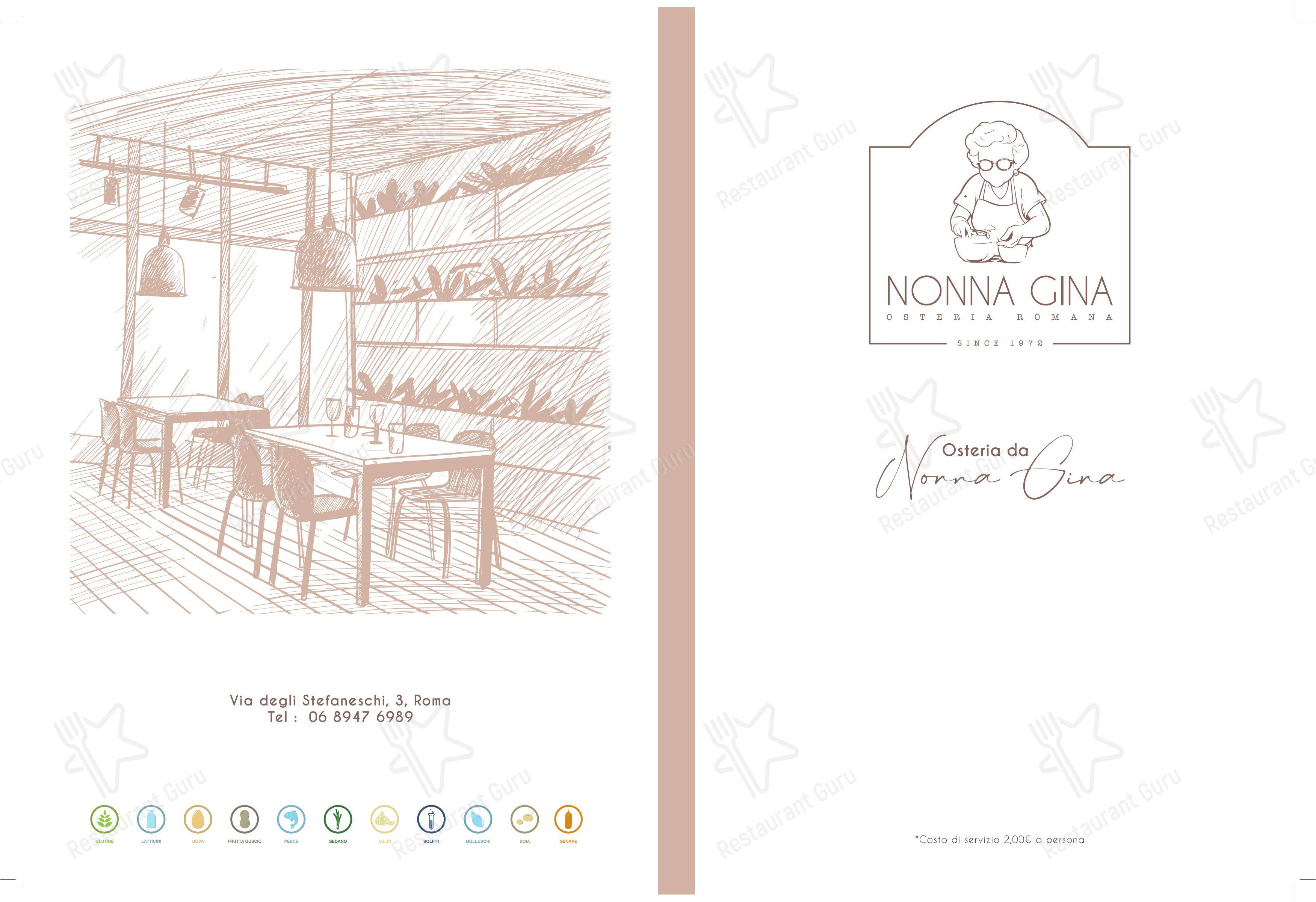 Меню ресторана Osteria Nonna Gina в Риме