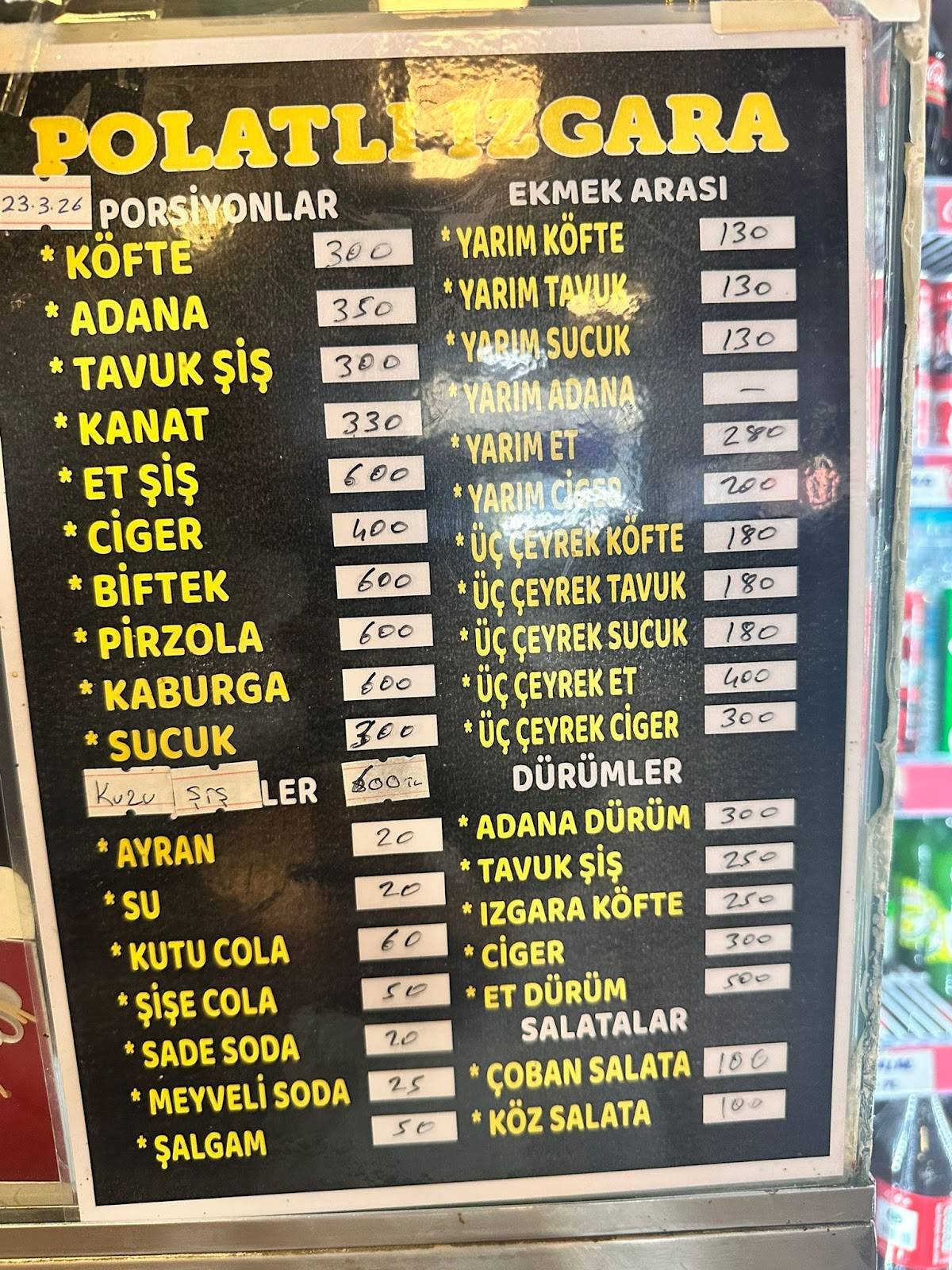 POLATLI IZGARA меню