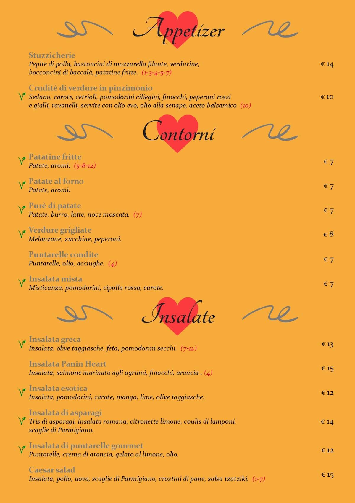 PaninHeart меню