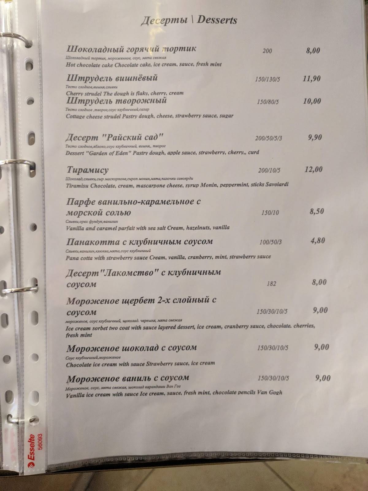 Панорама меню