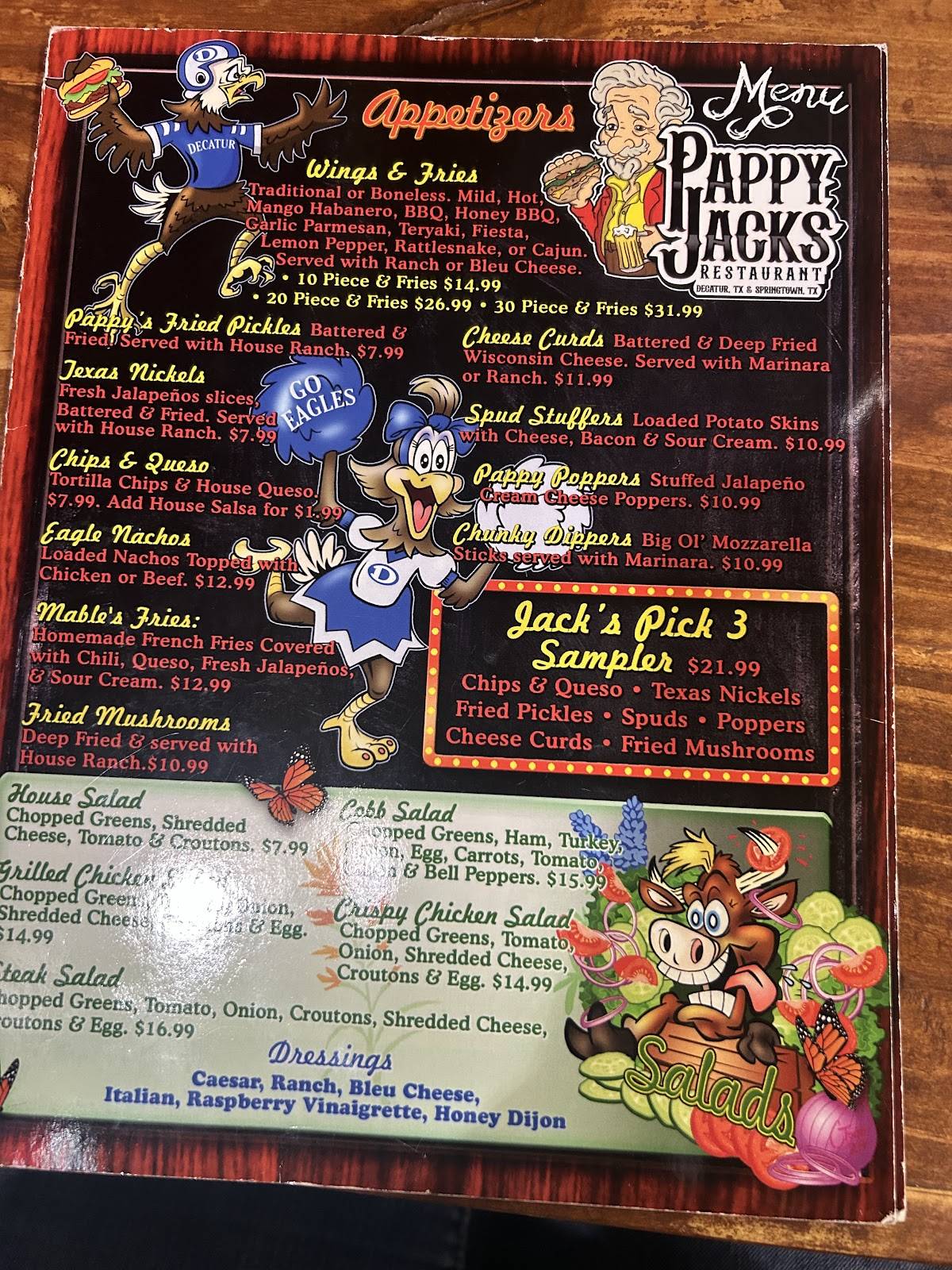 Pappy Jacks Decatur, TX меню