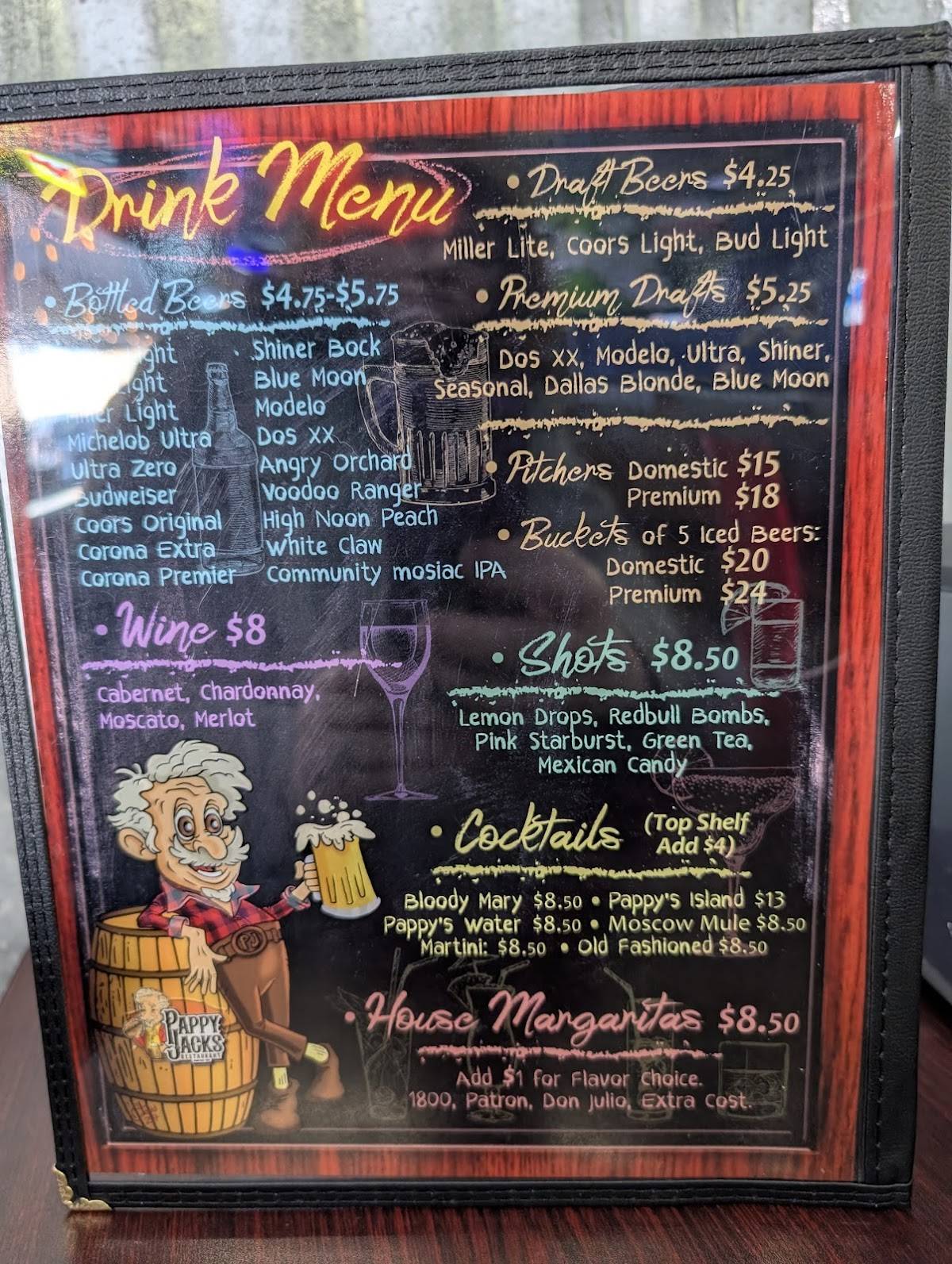 Pappy Jacks Decatur, TX меню