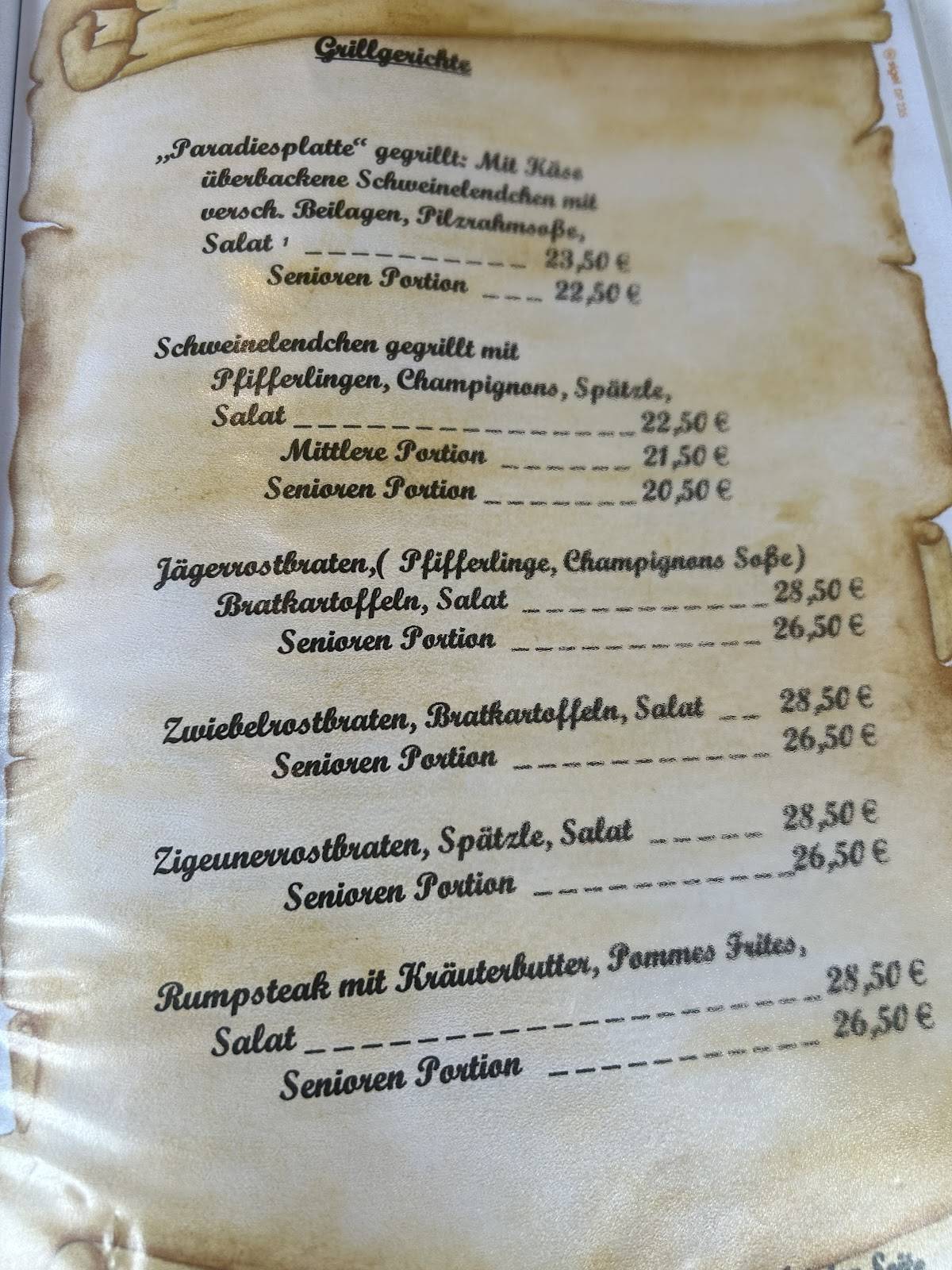 Paradies Schwäbische Gaststätte меню