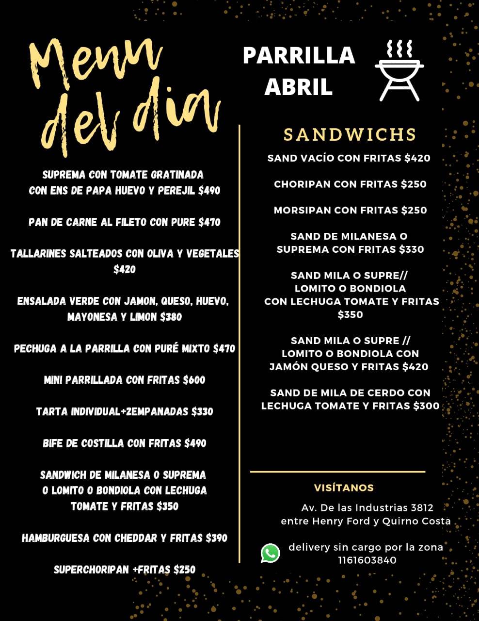 Parrilla Abril меню